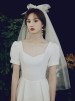 Hochzeitsschleier Weiße zweistufige Schleifen Tüll Cut Edge Classic Brautschleier Jäten Zubehör