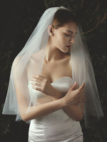 Hochzeitsschleier Zwei Tier Tüll Cut Edge Classic Brautschleier
