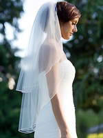 Hochzeitsschleier Zweistufig Rüschen Netz Schnittkante Klassischer Brautschleier