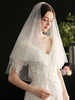 Hochzeitsschleier Zweistufige Perlen Tüll Cut Edge Classic Brautschleier