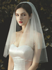 Hochzeitsschleier Zweistufige Perlen Tüll Cut Edge Classic Brautschleier