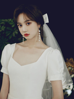 Hochzeitsschleier Zweistufige Schleifen Tüll Cut Edge Classic Brautschleier