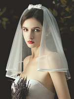 Hochzeitsschleier Zweistufige Schleifen Tüll Finished Edge Classic Brautschleier