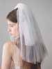 Hochzeitsschleier Zweistufiger abgestufter Tüll Cut Edge Classic Short Elfenbein Brautschleier