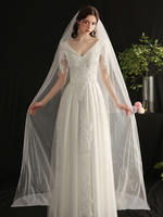 Hochzeitsschleier Zweistufiger besetzter Polyester-Wasserfall-Brautschleier mit Nieten