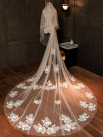 Hochzeitsschleier Zweistufiger Spitzenschleier aus Tüll mit Schnittkante Klassischer Brautschleier