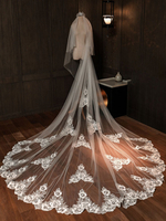 Hochzeitsschleier Zweistufiger Spitzenschleier aus Tüll mit Schnittkante Klassischer Brautschleier