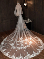 Hochzeitsschleier Zweistufiger Spitzenschleier aus Tüll mit Schnittkante Klassischer Brautschleier