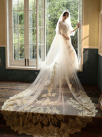Hochzeitsschleier Zweistufiger Spitzenschleier aus Tüll mit Schnittkante Klassischer Brautschleier