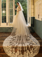 Hochzeitsschleier Zweistufiger Spitzenschleier aus Tüll mit Schnittkante Klassischer Brautschleier