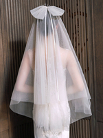Hochzeitsschleier Zweistufiger Tüll-Brautschleier mit Schnittkante