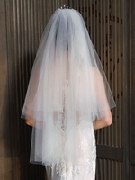 Hochzeitsschleier Zweistufiger Tüll-Brautschleier mit Schnittkante