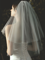Hochzeitsschleier Zweistufiger Tüll Cut Edge Drop Brautschleier