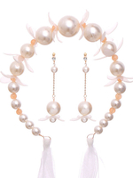 Hochzeitsschmuck Set Champagner Peals Kopfschmuck Ohrring Set Für Brautparty Kopfschmuck Set