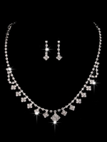 Hochzeitsschmuck Set Ohrringe Halskette Silber Strass Brautschmuck