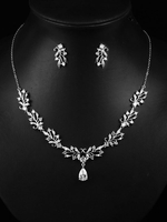Hochzeitsschmuck Set Silber Ohrringe Halskette Set Braut Accessoires