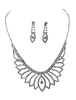 Hochzeitsschmuck Set Silber Strass Braut Halskette mit Ohrringen