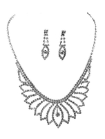Hochzeitsschmuck Set Silber Strass Braut Halskette mit Ohrringen