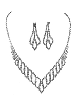 Hochzeitsschmuck Set Silber Strass Braut Halskette mit Ohrringen