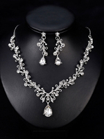 Hochzeitsschmuck Set Silber Strass Braut Halskette Mit Perlen