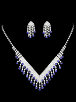 Hochzeitsschmuck Set Silber Strass Halskette Mit Ohrringen