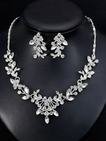 Hochzeitsschmuck Set Silber Strass Halskette Mit Ohrringen