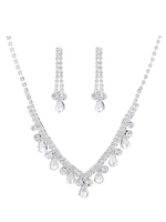 Hochzeitsschmuck Set Silber Strass Halskette Mit Ohrringen Für Braut