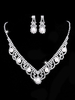 Hochzeitsschmuck Set Silber Strass Perlen Halskette mit Ohrhänger