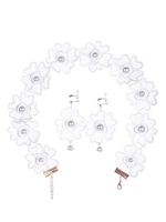 Hochzeitsschmuck Set Weiße Perlen Blumen Form Brautaccessoires