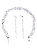 Hochzeitsschmuck Set Weiße Perlen Braut Halskette Ohrringe und Stirnband