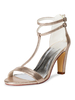 Hochzeitsschuhe Champagner Leder Peep Toe Chunky Heel Brautschuhe Damen Sandale