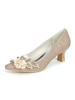 Hochzeitsschuhe Champagner Pailletten Stoff Blumen Square Toe Puppy Heel Brautschuhe