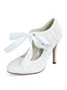 Hochzeitsschuhe Deep White Satin Round Toe Stiletto Heel Damen Brautschuhe