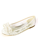 Hochzeitsschuhe Elfenbein Mesh Bows Round Toe Flache Brautschuhe