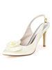 Hochzeitsschuhe Elfenbein Satin Blumen Spitzzehen Stiletto Heel Brautschuhe