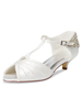 Hochzeitsschuhe Elfenbein Satin Ketten Peep Toe Becher Ferse Satin Obere Brautschuhe