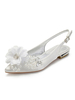 Hochzeitsschuhe Elfenbein Satin Pailletten Pointed Toe Flat Sling Back Brautschuhe