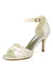 Hochzeitsschuhe Elfenbein Satin Schnalle Open Toe Stiletto Heel Brautschuhe
