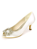 Hochzeitsschuhe Elfenbein Satin Strass Peep Toe Kitten Heel Brautschuhe