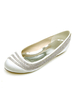 Hochzeitsschuhe Elfenbein Satin Strass Runde Kappe flache Brautschuhe