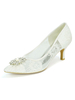 Hochzeitsschuhe Elfenbein Spitze Strass Spitzschuh Kitten Heel Brautschuhe