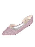 Hochzeitsschuhe Pailletten Stoff lila spitzen Zehen flache Schuhe