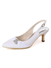 Hochzeitsschuhe Pailletten Stoff weiß spitze Zehenschnalle Kätzchen Absatz Schuhe