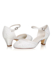 Hochzeitsschuhe Satin Elfenbein Runde Kappe Kätzchen Ferse 2 "Brautschuhe