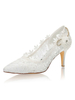 Hochzeitsschuhe Satin Elfenbein Spitz Pfennigabsatz 3;1 "Brautschuhe