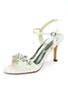 Hochzeitsschuhe Satin Lila Offene Spitze Strass Stiletto Heel Knöchelriemen Heel Brautschuhe