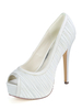 Hochzeitsschuhe Satin Royal White Peep Toe Stöckelschuhe Damen Low-Tops Schuhe