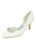 Hochzeitsschuhe Satin Silber spitz Zehe Rhinestones Kätzchen Ferse Brautschuhe