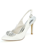 Hochzeitsschuhe satin weißer spitzer Zehe Strasssteine \u200b\u200bStiletto Ferse Brautschuhe