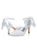 Hochzeitsschuhe Satin White Pointed Toe Blumen Pfennigabsatz 3;1 "Brautschuhe